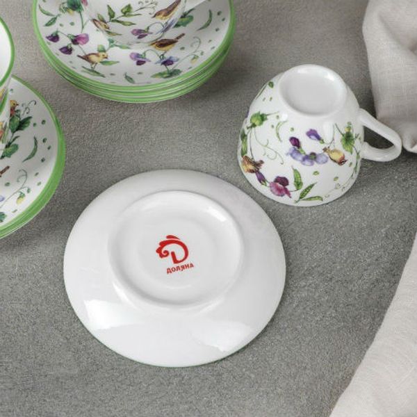 Сервиз Доляна 4498141 Зеленый сад кофейный (12 предметов)