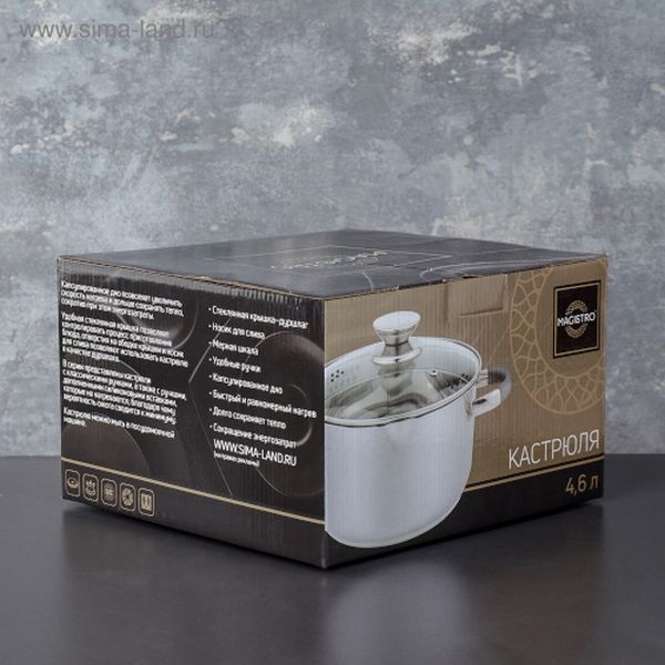 Кастрюля Magistro 4501333 Tefida 4,6л + крышка-дуршлаг