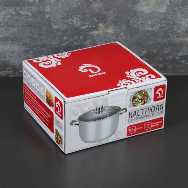 Кастрюля Доляна 4097385 Гретте 3,2л + крышка