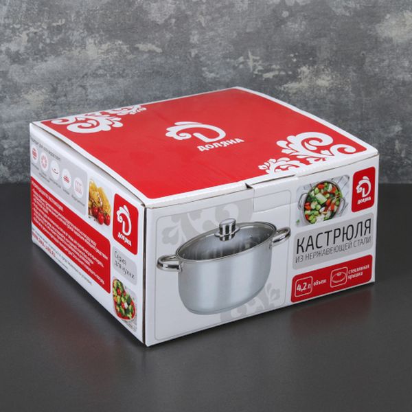 Кастрюля Доляна 4097386 Гретте 4,2л + крышка