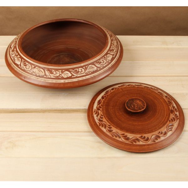 Горшок Красная глина 1925028 духовой 3 л