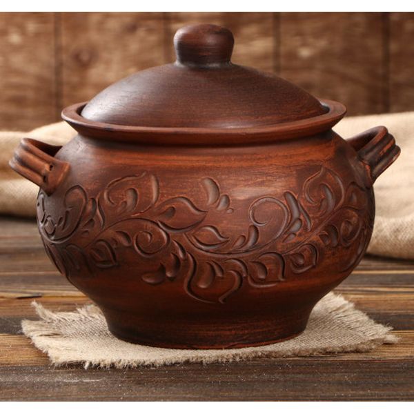 Горшок Красная глина 3839843 Гладкий с резкой, 3.2 л