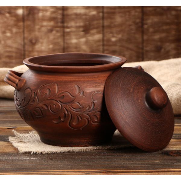 Горшок Красная глина 3839843 Гладкий с резкой, 3.2 л