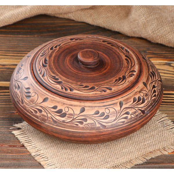 Горшок Красная глина 5036456 Горшок духовой 2 л, красная глина