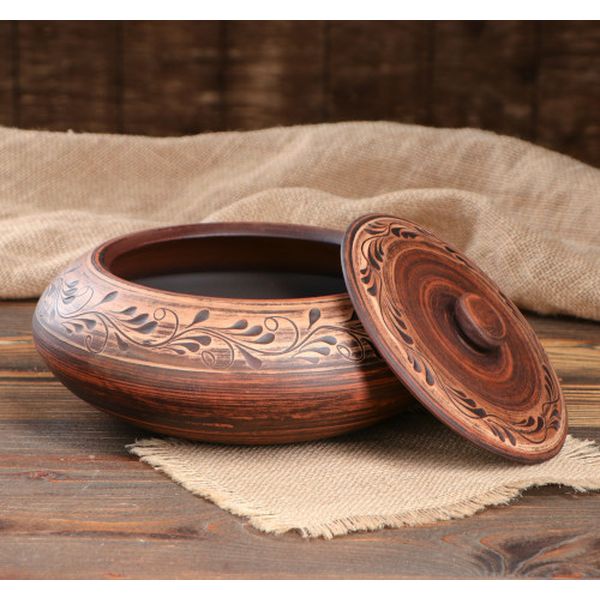 Горшок Красная глина 5036456 Горшок духовой 2 л, красная глина