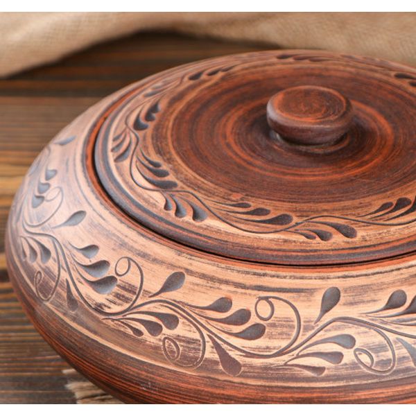 Горшок Красная глина 5036456 Горшок духовой 2 л, красная глина