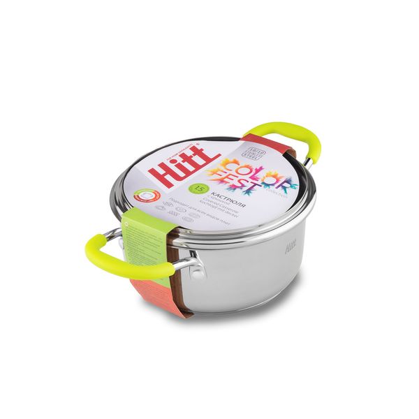 Кастрюля Hitt HCF-LC16 Colorfest 1.5л 16*8см, с крышкой
