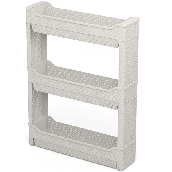 Этажерка Branq BQ3768СЛК Nature 3с.узкий на роликах, слон.кость