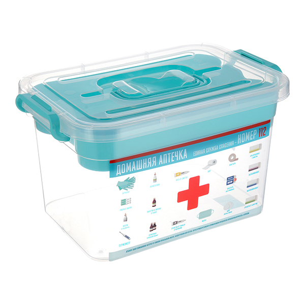 Таблетница Полимербыт 4380903 Домашний доктор 6.5л с вкладышем