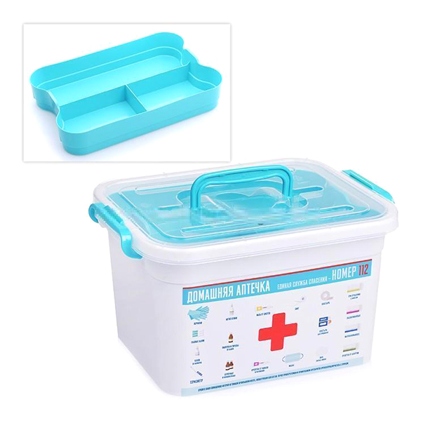 Таблетница Полимербыт 4380903 Домашний доктор 6.5л с вкладышем
