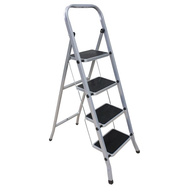 Лестница Zalger 511-4 сталь, 4 широкие ступени с ковриком