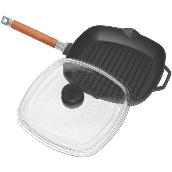 Сковорода-гриль Биол со съемной ручкой, ст. крышка 26х26