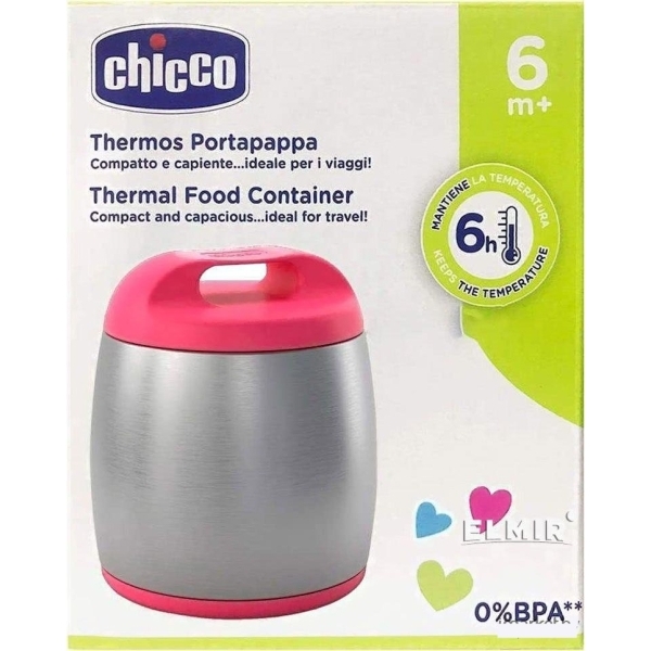 Термос Chicco для еды 6м+ 350мл, розовый (340728608)