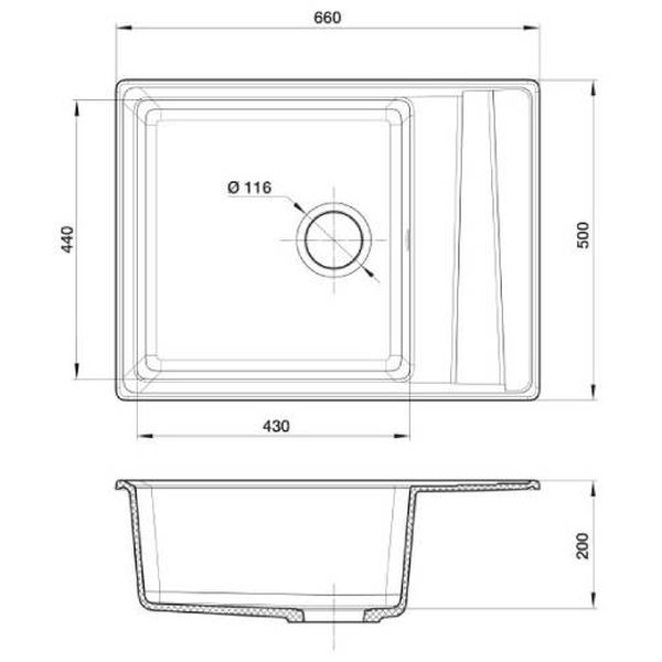Мойка кухонная Granfest Level LV-660L топаз
