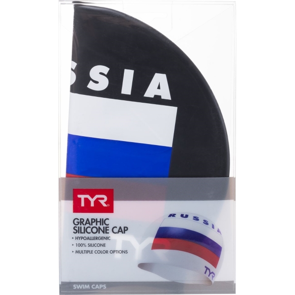 Шапочка TYR LCSRUS/001 Russia Silicone Swim Cap, черный