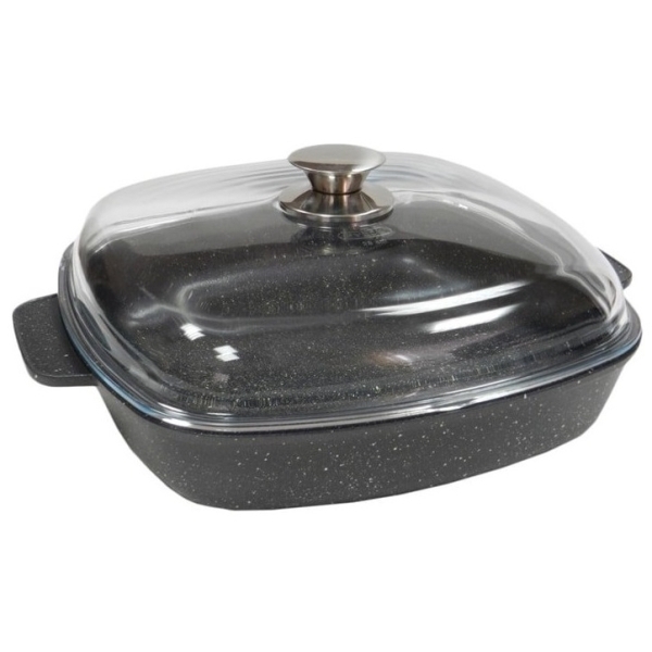 Жаровня Victoria Гранит 26*26см с крышкой (G1126G)