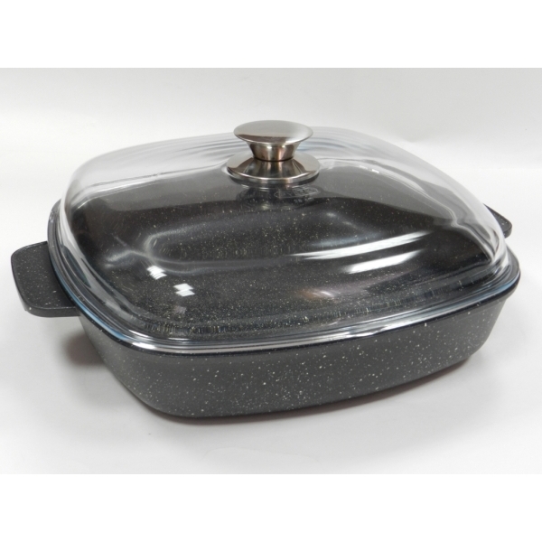 Жаровня Victoria Гранит 26*26см с крышкой (G1126G)