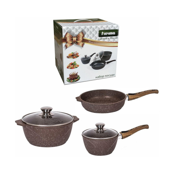 Набор кастрюль Мечта №1 Гранит Brown (5 предметов) (р001806)