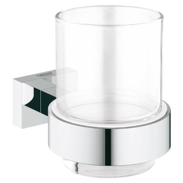 Стакан Grohe 40755001 Essentials Cube, хром (с держателем)