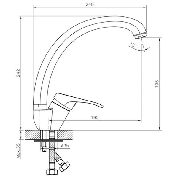 Смеситель Decoroom DR21021 (для мойки)