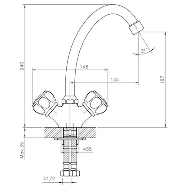 Смеситель Decoroom DR50028R (для мойки)