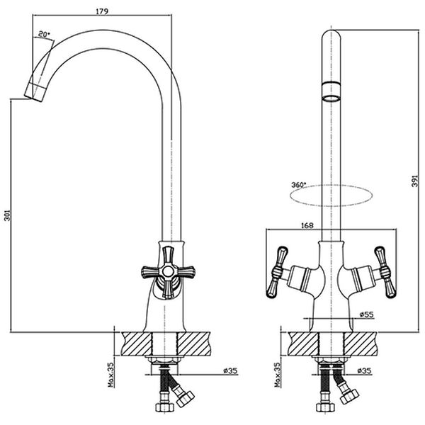 Смеситель Decoroom DR52028 (для мойки)