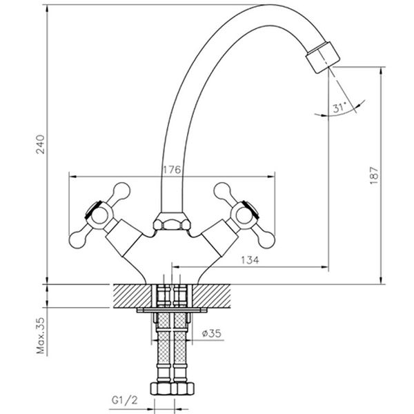 Смеситель Decoroom DR54028 (для мойки)