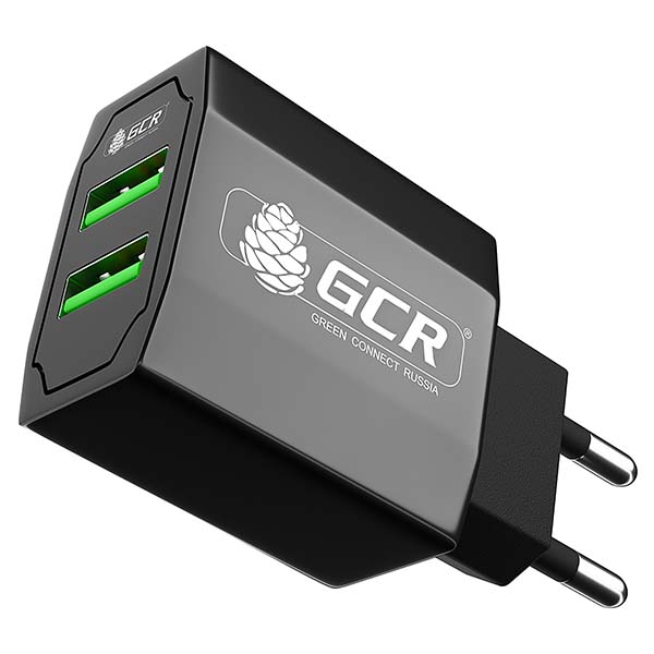 Cетевое зарядное устройство GCR CA-28Plus, 2 USB порта 3.1A