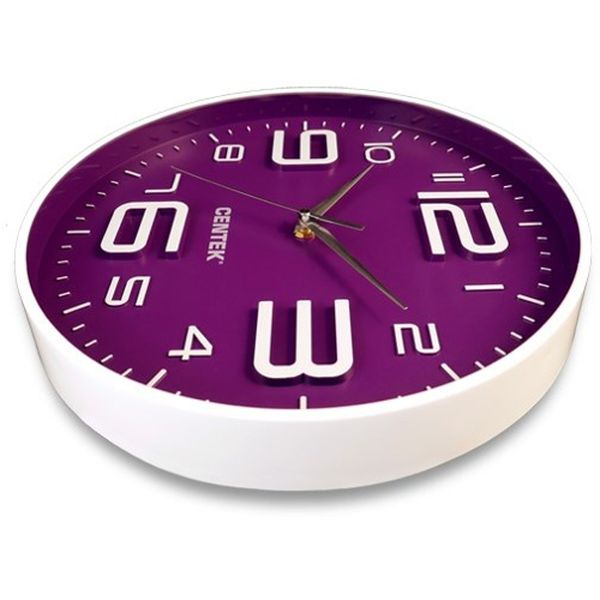 Часы настенные Centek CT-7101 Violet (круглые 30см, объемные цифры)