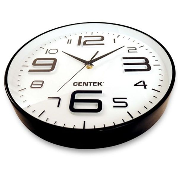 Часы настенные Centek CT-7101 White (круглые 30см, объемные цифры)