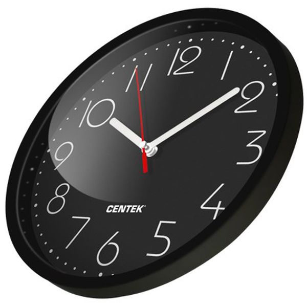 Часы настенные Centek CT-7105 Black (круглые 23см)
