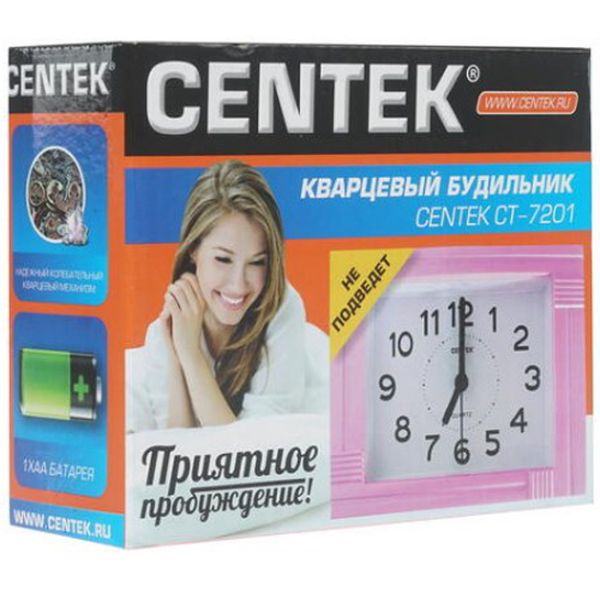 Будильник Centek CT-7201 квадрат, розовый