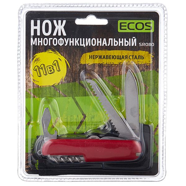 Нож Ecos SR080 11-в-1, красный