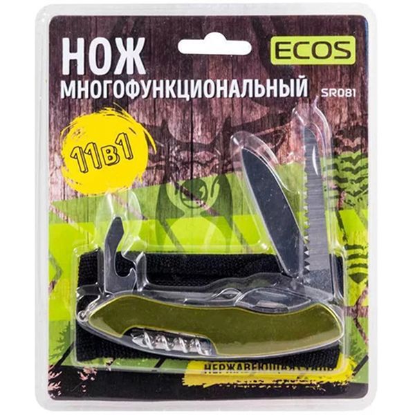 Нож Ecos SR081 11-в-1, зеленый