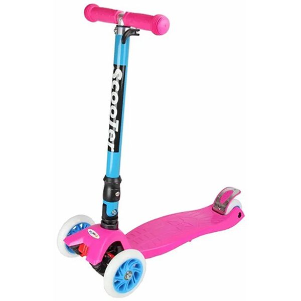 Самокат Moby Kids Disco, 120 PU свет и звук на деке, розов.(641464)