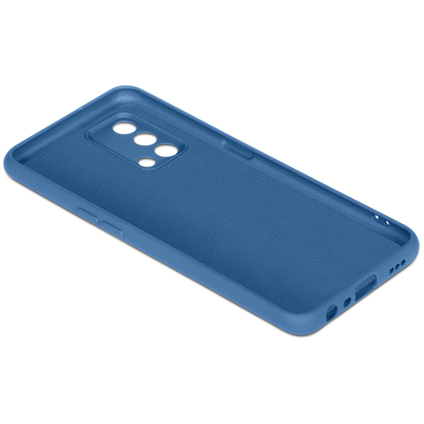 Чехол DF для Oppo A74 (4G), синий силикон с микрофиброй