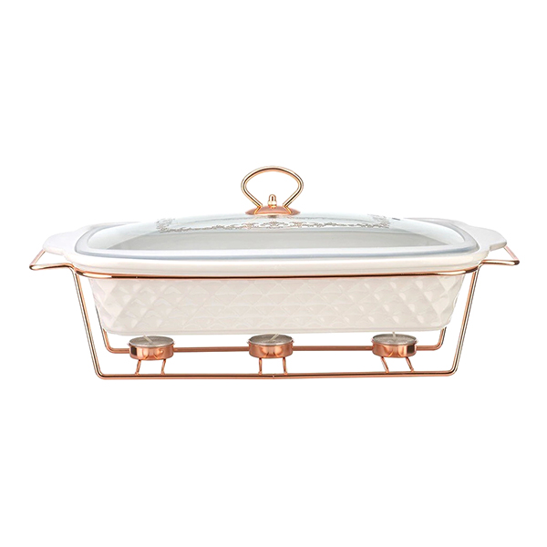 Форма для выпекания (керамика) Lara 2.0л 35,8см, 3 свечи (LR12-02 розовое золото)