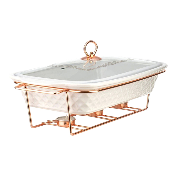 Форма для выпекания (керамика) Lara 2.0л 35,8см, 3 свечи (LR12-02 розовое золото)