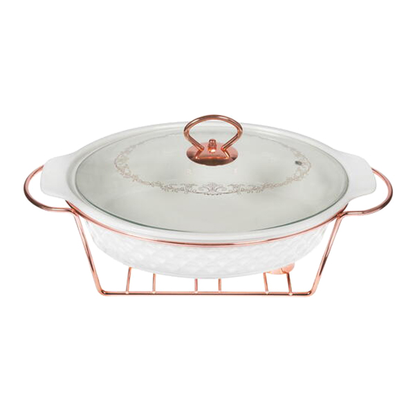 Форма для выпекания (керамика) Lara 1.8л 32,3см, 3 свечи (LR12-03 розовое золото)