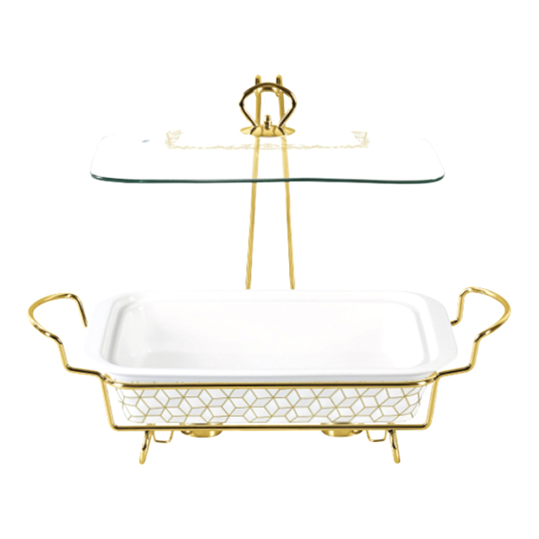 Форма для выпекания (керамика) Lara 2.5л 36,6см, 2 свечи (LR12-06 GOLD CUBE)