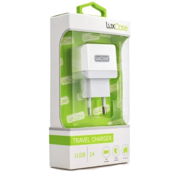 Сетевое зарядное устройство LuxCase 1 USB 1А (молочный/серый)