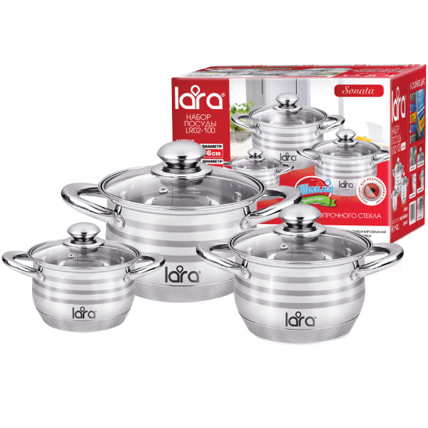 Набор кастрюль Lara Sonata, 6 пр. (LR02-100)