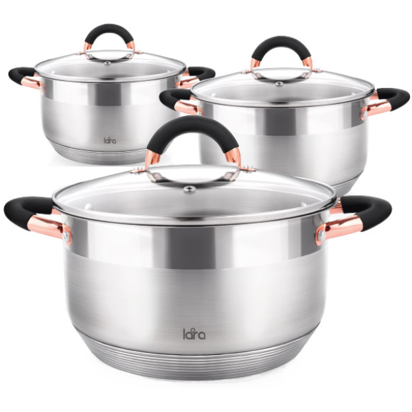 Набор кастрюль Lara BLACK and ROSE 6 пр. (LR02-115)
