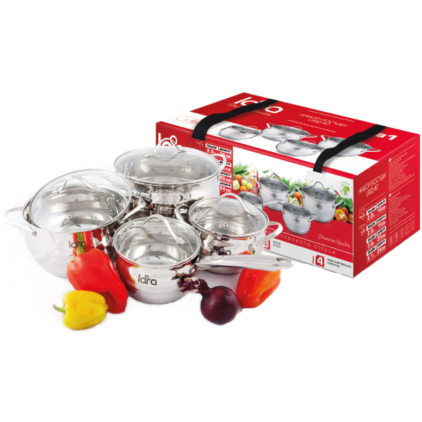 Набор кастрюль Lara Apple 8 пр. (LR02-87)