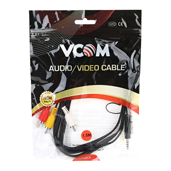 Кабель аналоговый аудио VCOM Jack3.5/3*RCA 1.5м (CV213-1.5M)