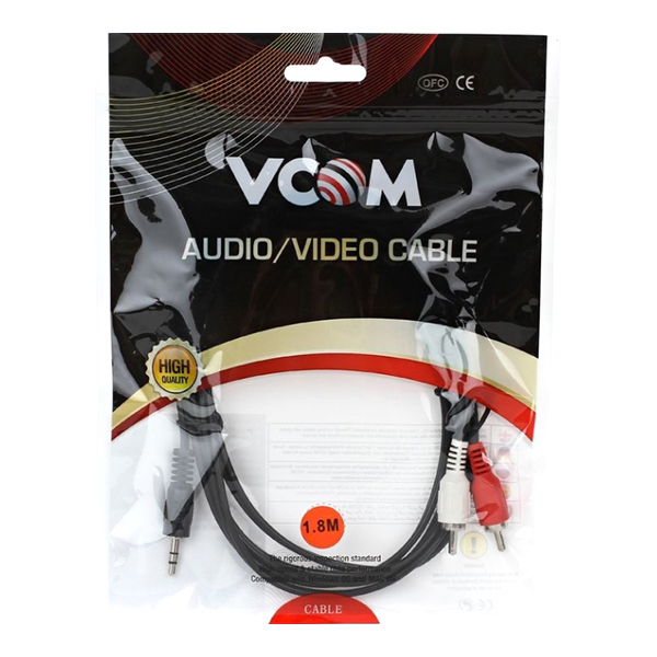Кабель аналоговый аудио VCOM Jack3.5/2*RCA 1.8м (VAV7183-1.8M)