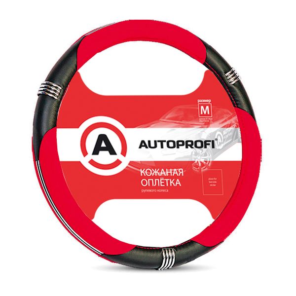 Оплетка для&nbsp; руля AutoProfi AP-150 BK/RD (M) фото