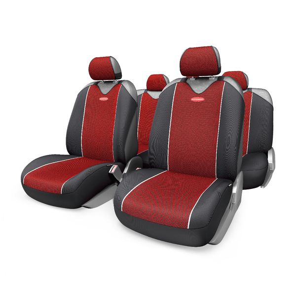 Чехол AutoProfi CARBON PLUS CRB-902P BK/RD