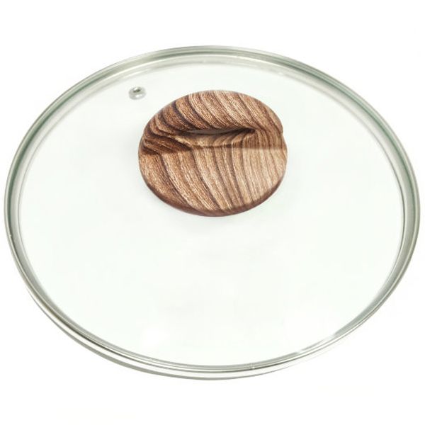 Крышка стеклянная Panairo 20см c ручкой Wood (K-D20-WOOD)