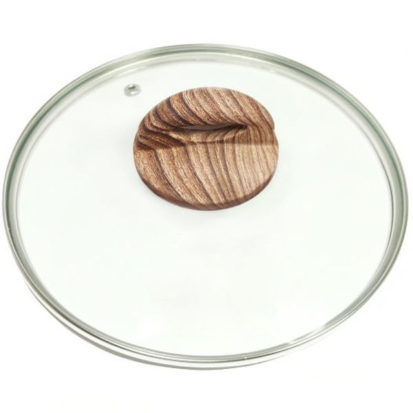 Крышка стеклянная Panairo 22см c ручкой Wood (K-D22-WOOD)